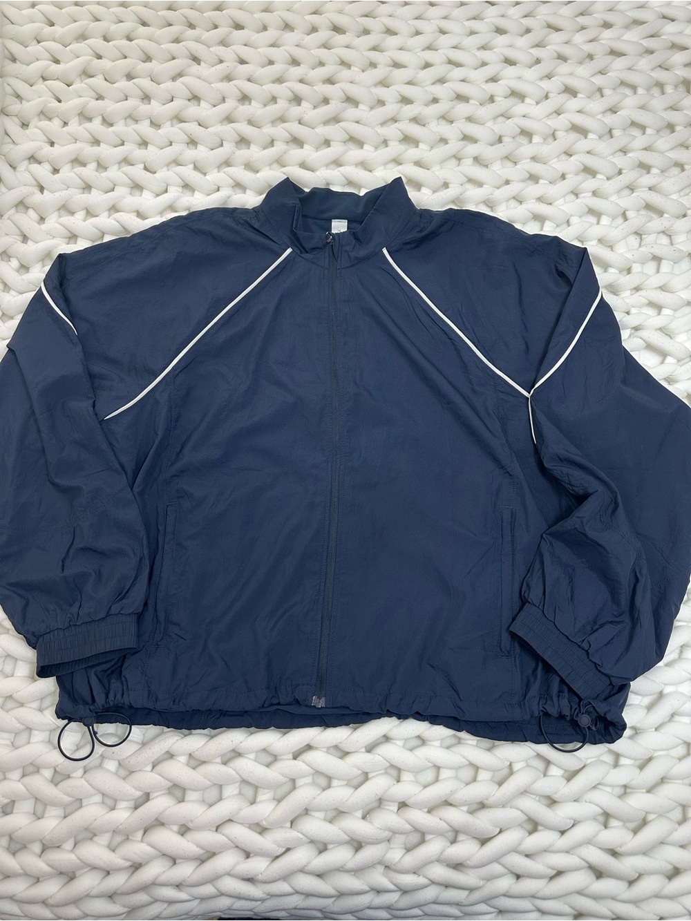 lululemon athletica Navy Windbreaker Jacket with White Piping